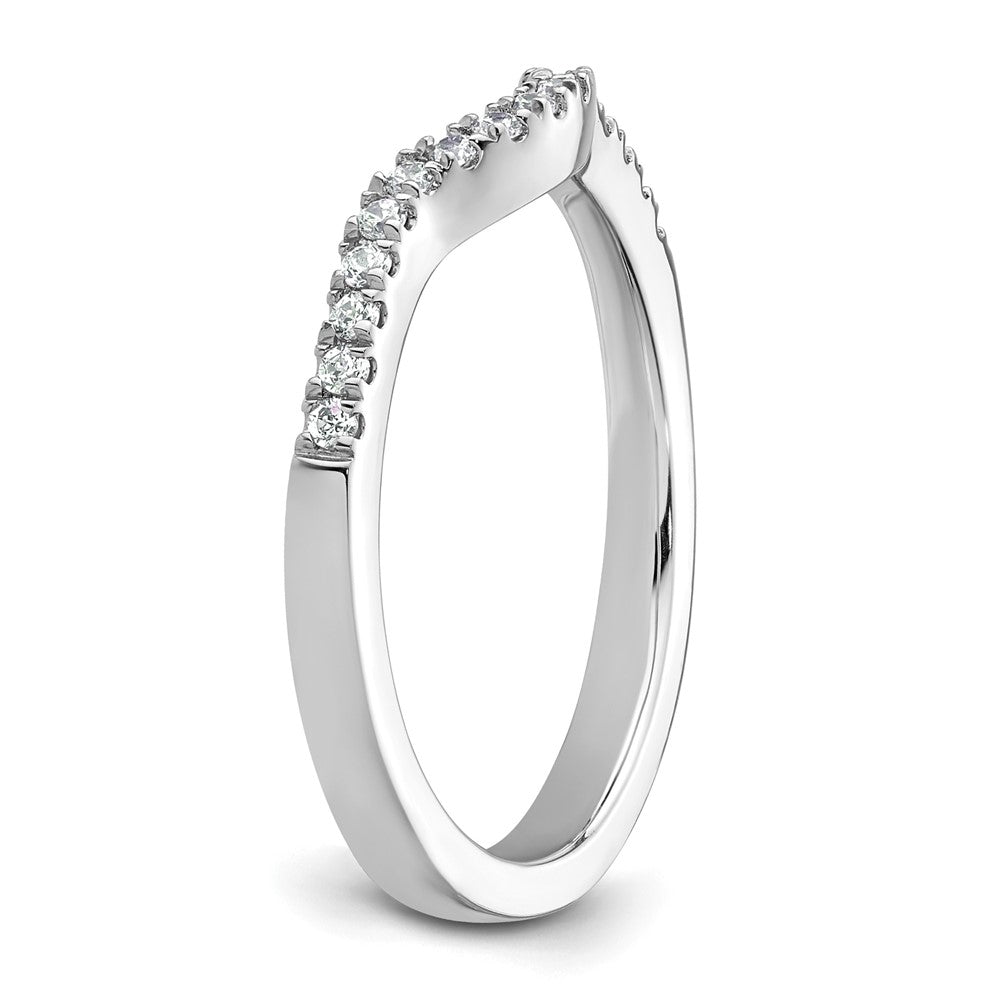 14k White Gold 1/5 carat Diamond Contoured Complete Wedding Band