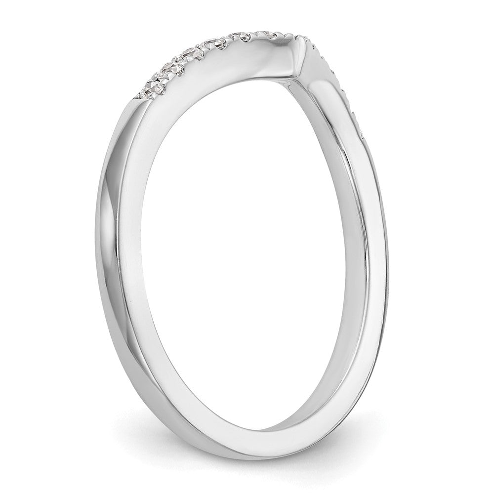 14k White Gold 1/8 carat Diamond Contoured Complete Wedding Band