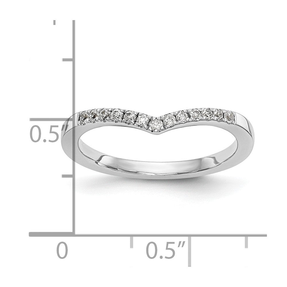 14k White Gold 1/8 carat Diamond Contoured Complete Wedding Band