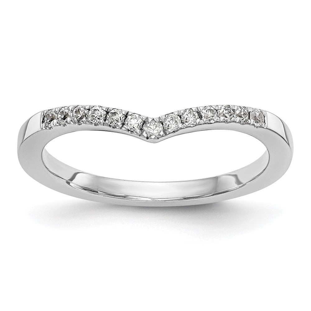 14k White Gold 1/8 carat Diamond Contoured Complete Wedding Band