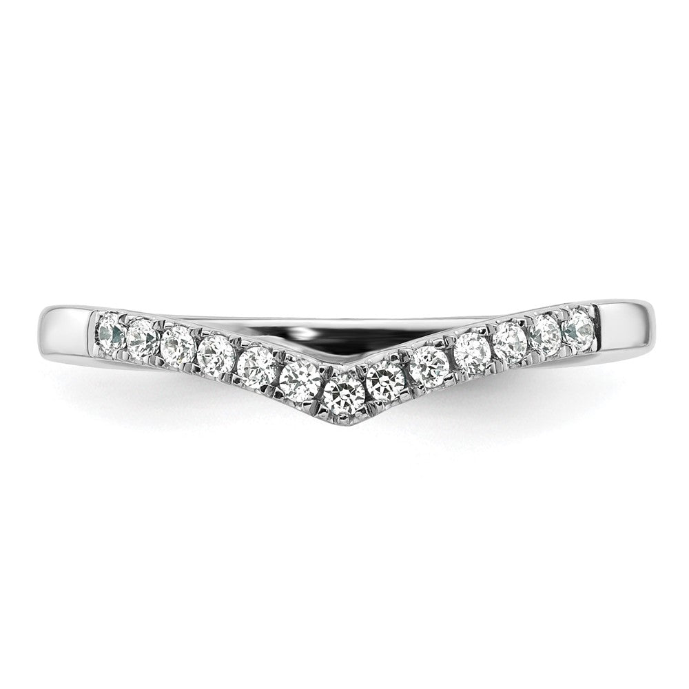 14k White Gold 1/6 carat Diamond Contoured Complete Wedding Band