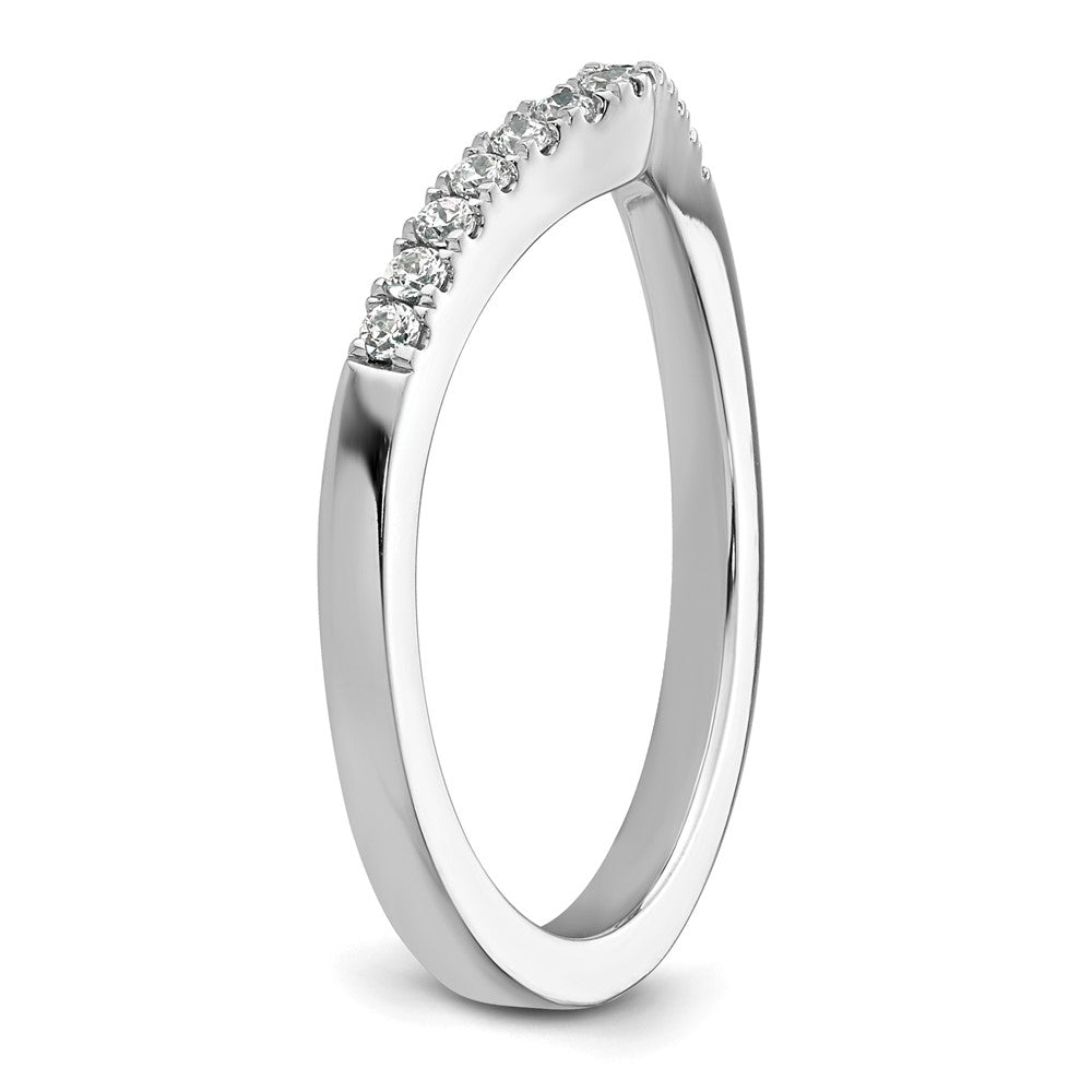 14k White Gold 1/6 carat Diamond Contoured Complete Wedding Band