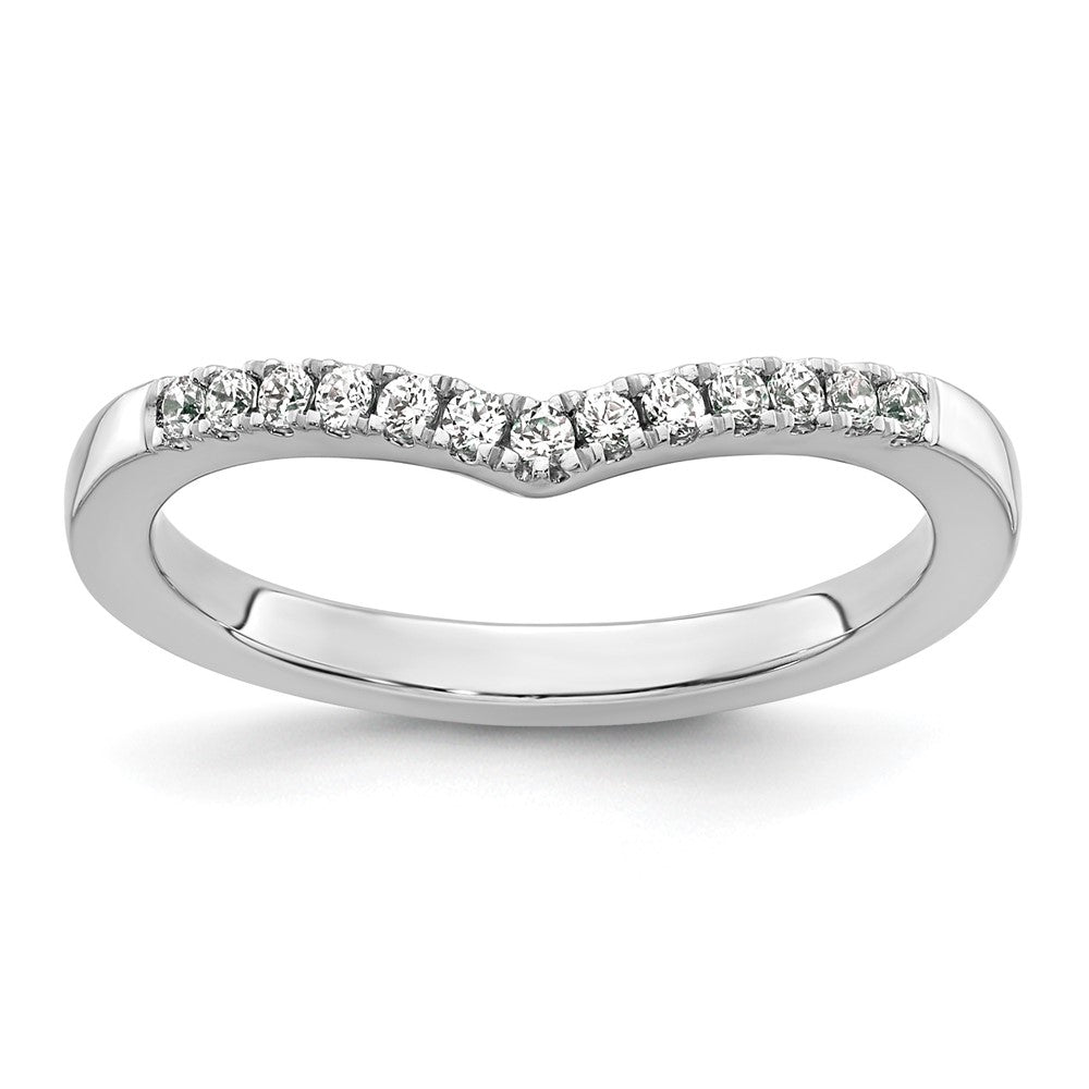 14k White Gold 1/6 carat Diamond Contoured Complete Wedding Band