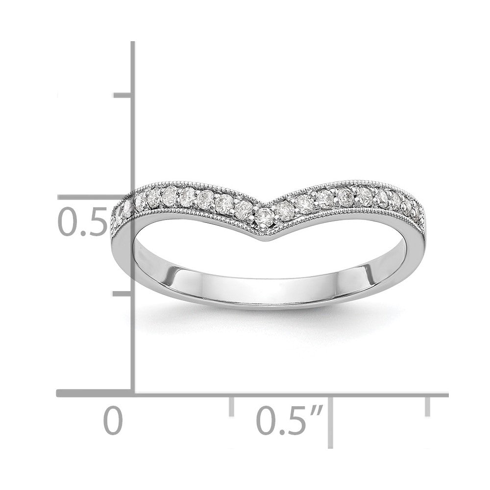 14K White Gold 1/8 carat Diamond Contoured Complete Wedding Band