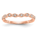 14K Rose Gold 1/15 carat Diamond Contoured Complete Wedding Band