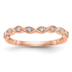 14K Rose Gold 1/15 carat Diamond Contoured Complete Wedding Band