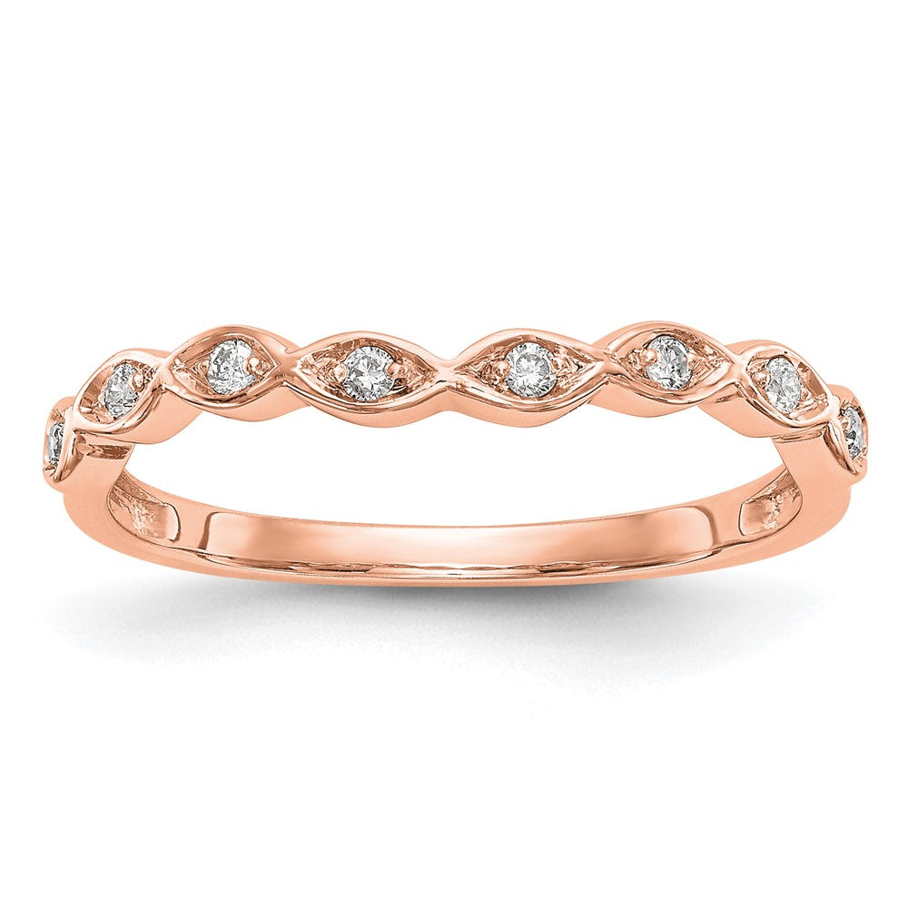 14K Rose Gold 1/15 carat Diamond Contoured Complete Wedding Band