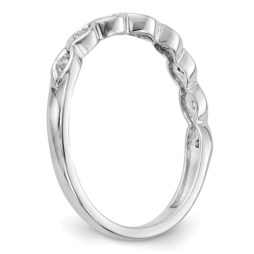 14K White Gold 1/15 carat Diamond Contoured Complete Wedding Band