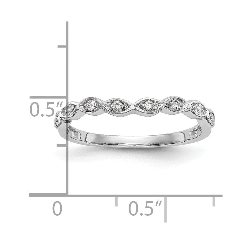 14K White Gold 1/15 carat Diamond Contoured Complete Wedding Band