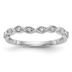 14K White Gold 1/15 carat Diamond Contoured Complete Wedding Band