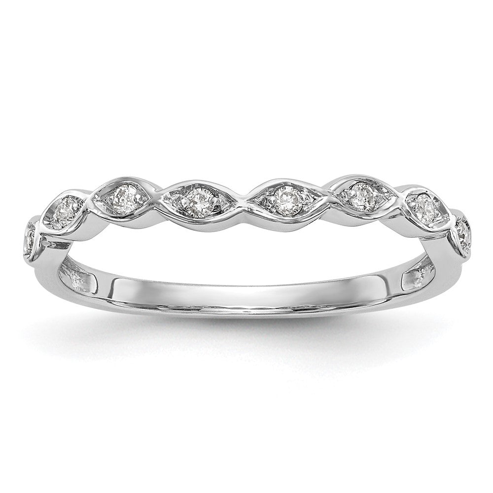 14K White Gold 1/15 carat Diamond Contoured Complete Wedding Band