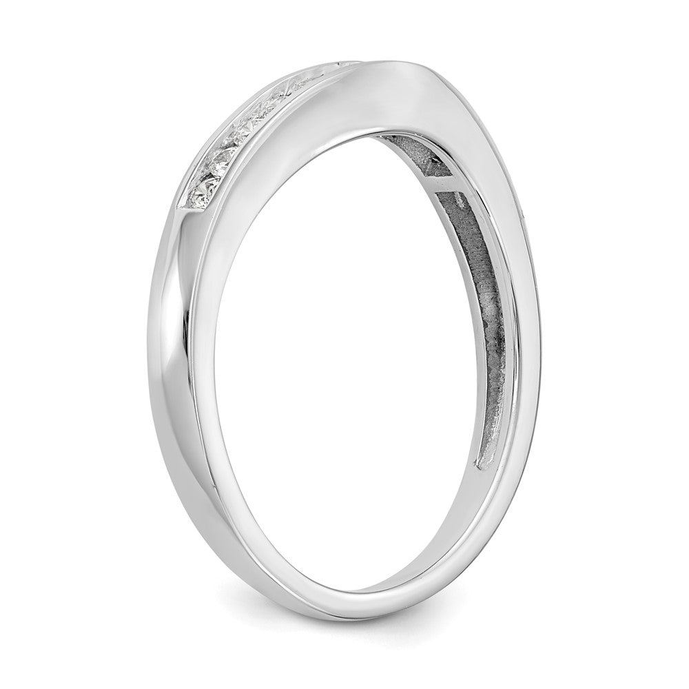 14k White Gold Channel-set 1/5 carat Diamond Contoured Complete Wedding Band