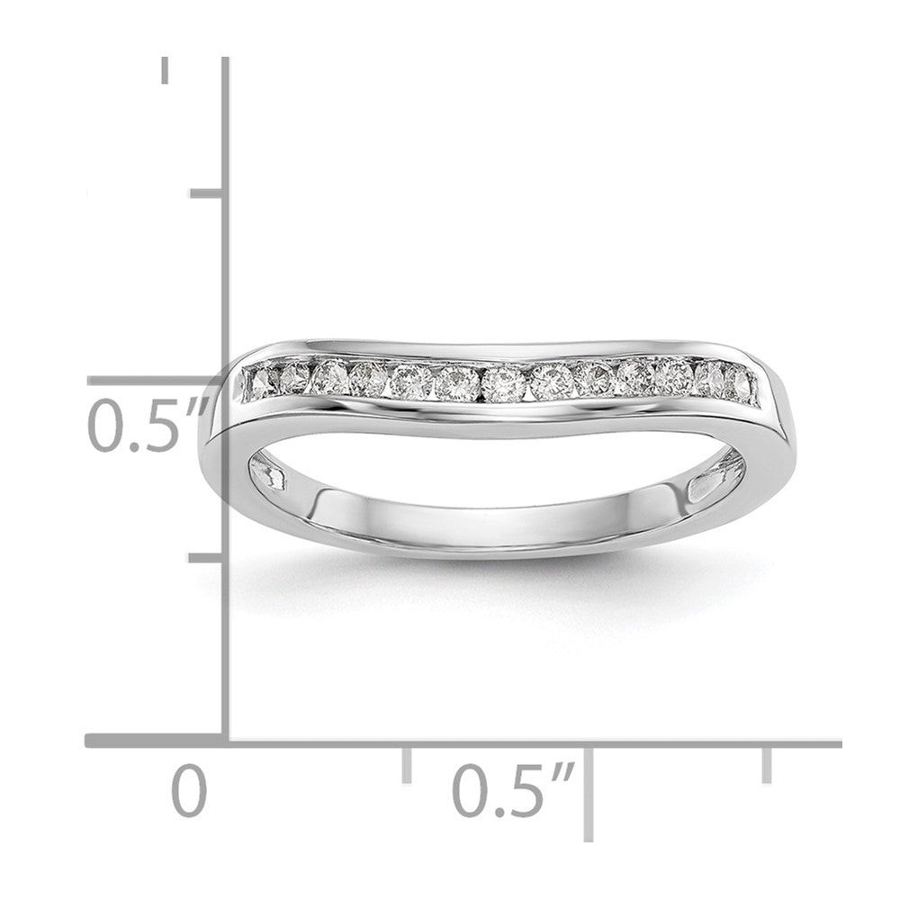 14k White Gold Channel-set 1/5 carat Diamond Contoured Complete Wedding Band