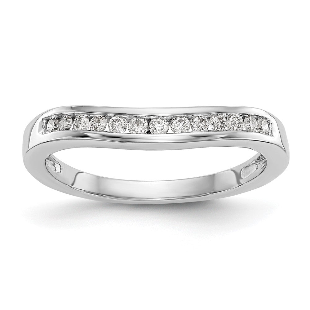 14k White Gold Channel-set 1/5 carat Diamond Contoured Complete Wedding Band