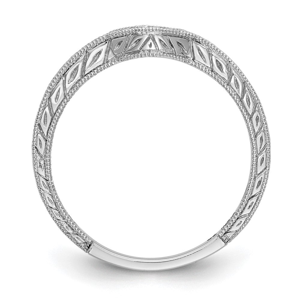 14k White Gold 1/8 carat Diamond Contoured Complete Wedding Band