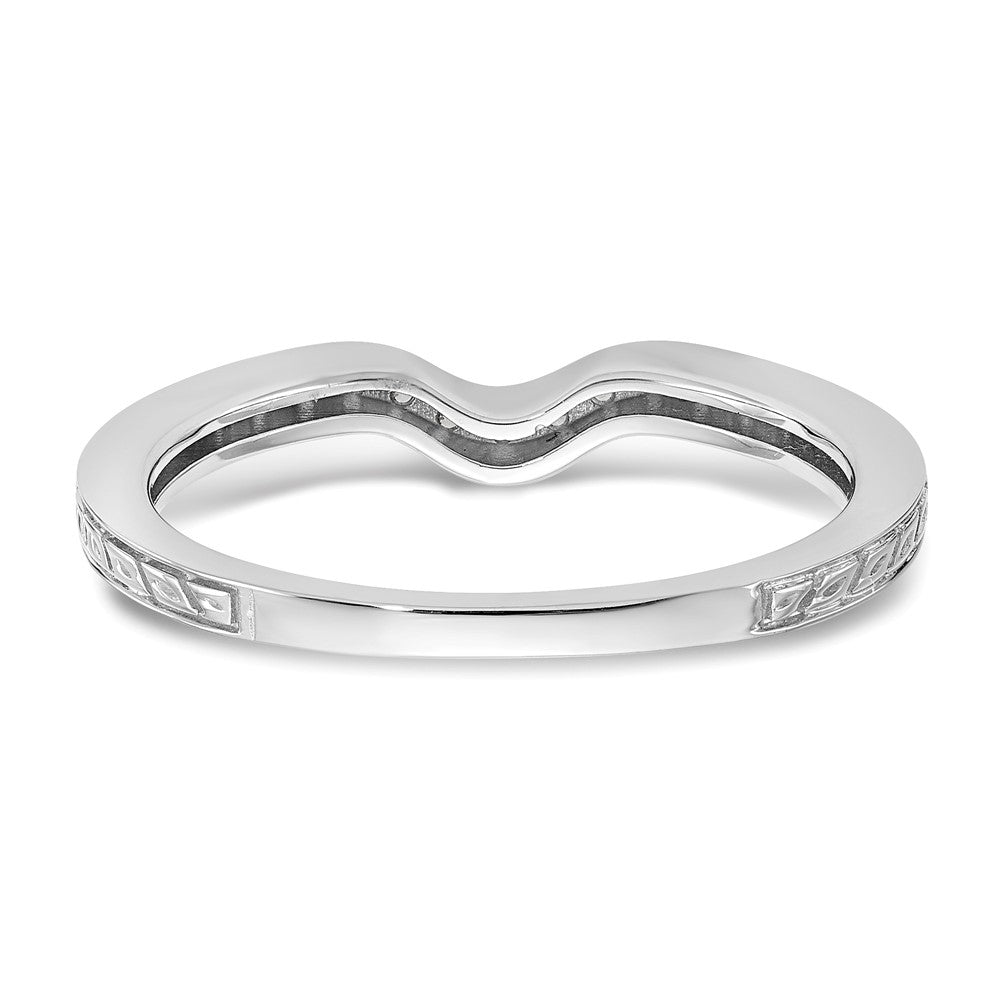 14k White Gold 1/8 carat Diamond Contoured Complete Wedding Band