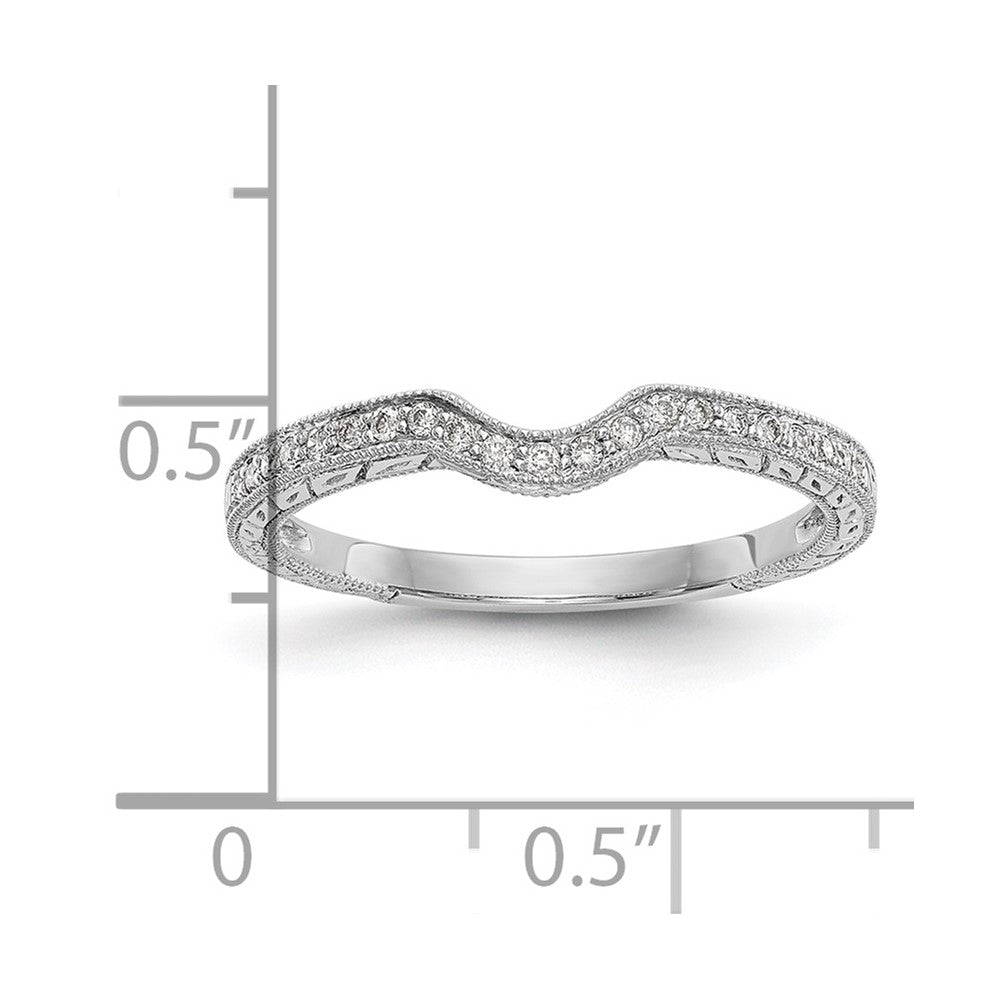 14k White Gold 1/8 carat Diamond Contoured Complete Wedding Band
