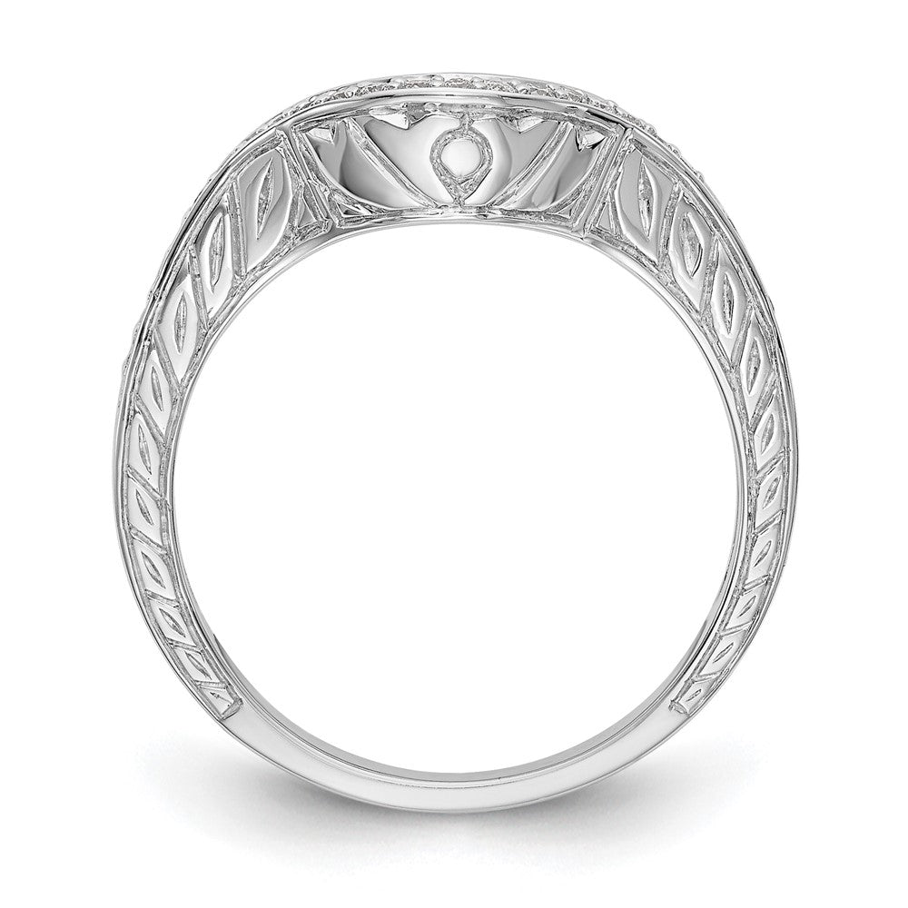 14K White Gold 1/8 carat Diamond Contoured Complete Wedding Band