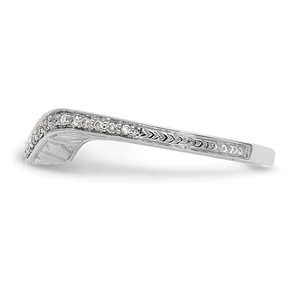 14K White Gold 1/8 carat Diamond Contoured Complete Wedding Band