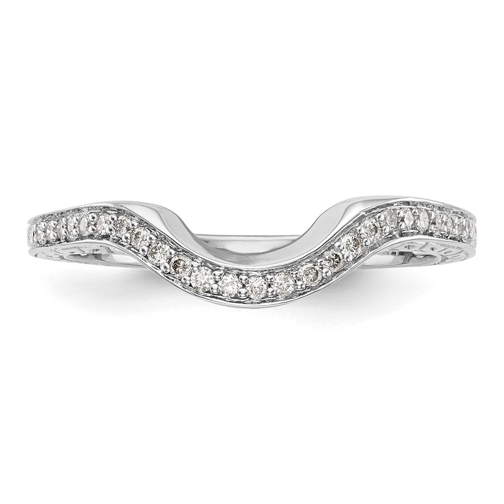 14K White Gold 1/8 carat Diamond Contoured Complete Wedding Band