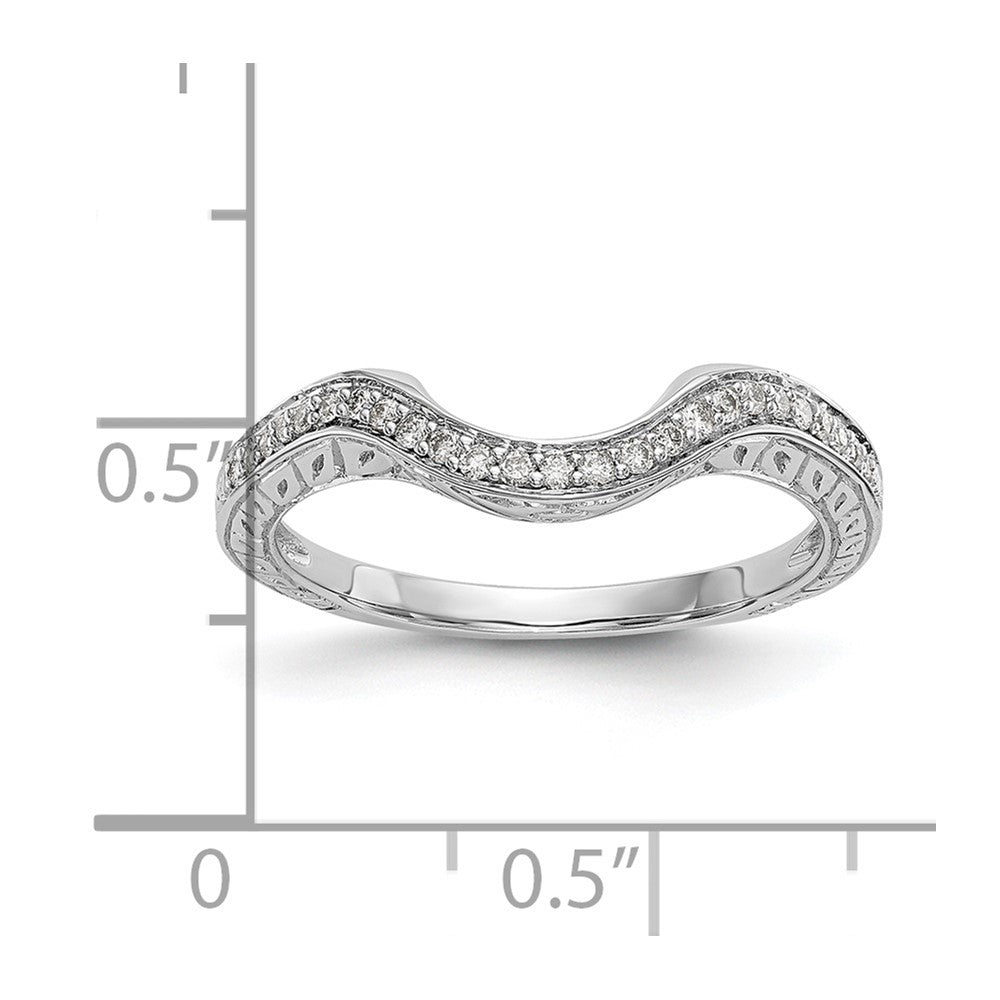 14K White Gold 1/8 carat Diamond Contoured Complete Wedding Band