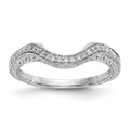 14K White Gold 1/8 carat Diamond Contoured Complete Wedding Band