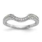 14K White Gold 1/8 carat Diamond Contoured Complete Wedding Band