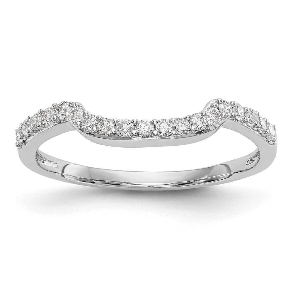 14K White Gold 1/4 carat Diamond Contoured Complete Wedding Band