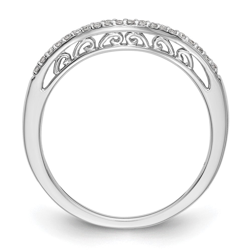14K White Gold 1/15 carat Diamond Contoured Complete Wedding Band