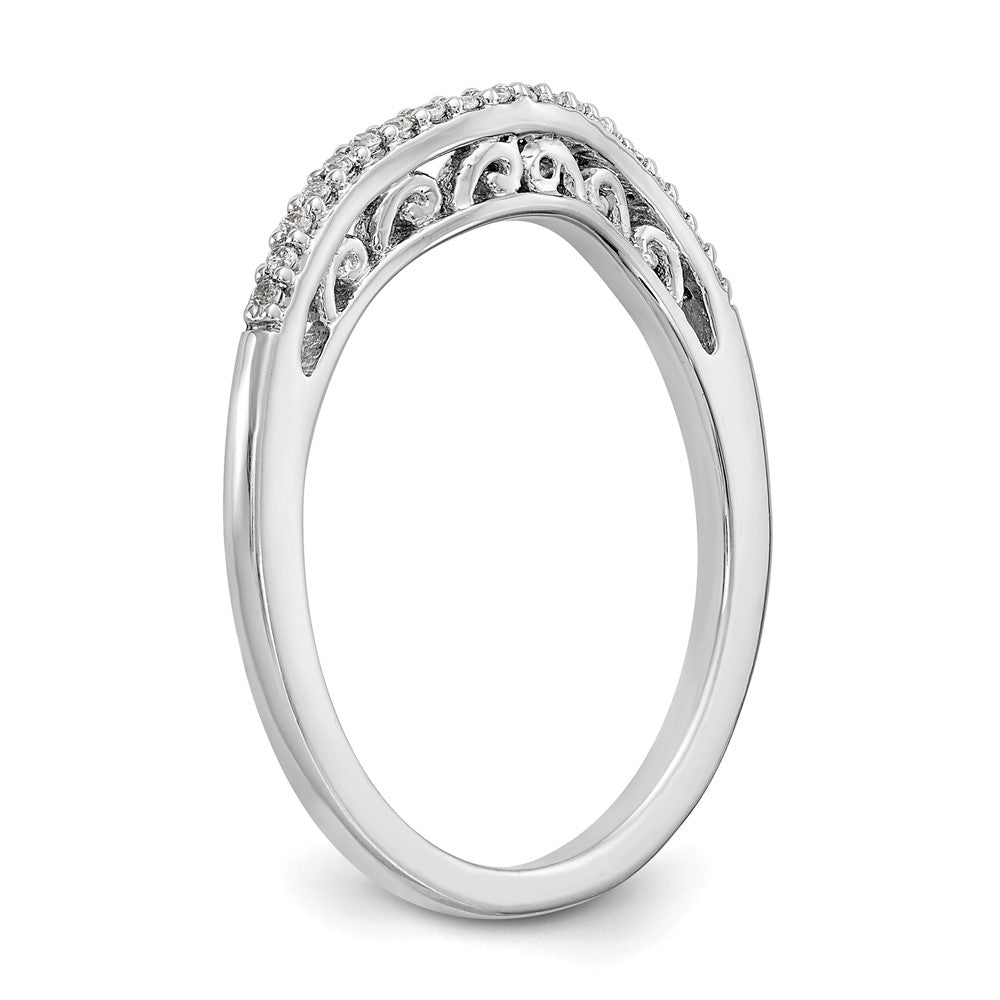 14K White Gold 1/15 carat Diamond Contoured Complete Wedding Band