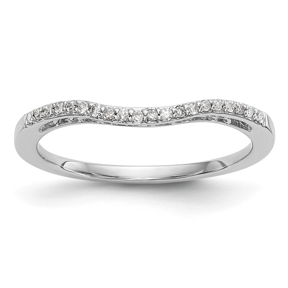 14K White Gold 1/15 carat Diamond Contoured Complete Wedding Band