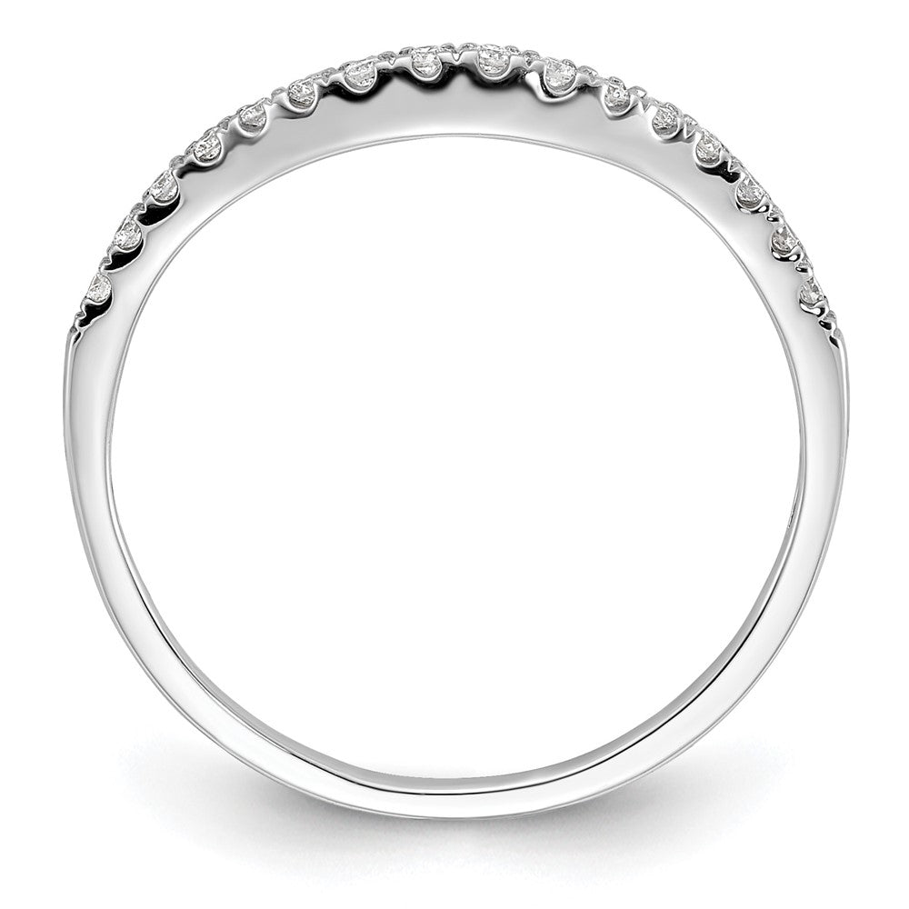14K White Gold 1/10 carat Diamond Contoured Complete Wedding Band