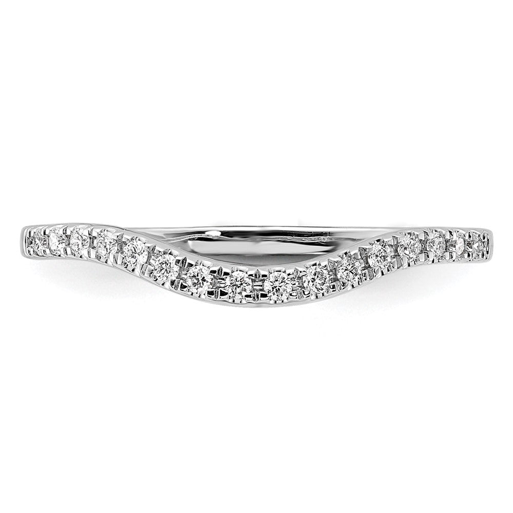 14K White Gold 1/10 carat Diamond Contoured Complete Wedding Band