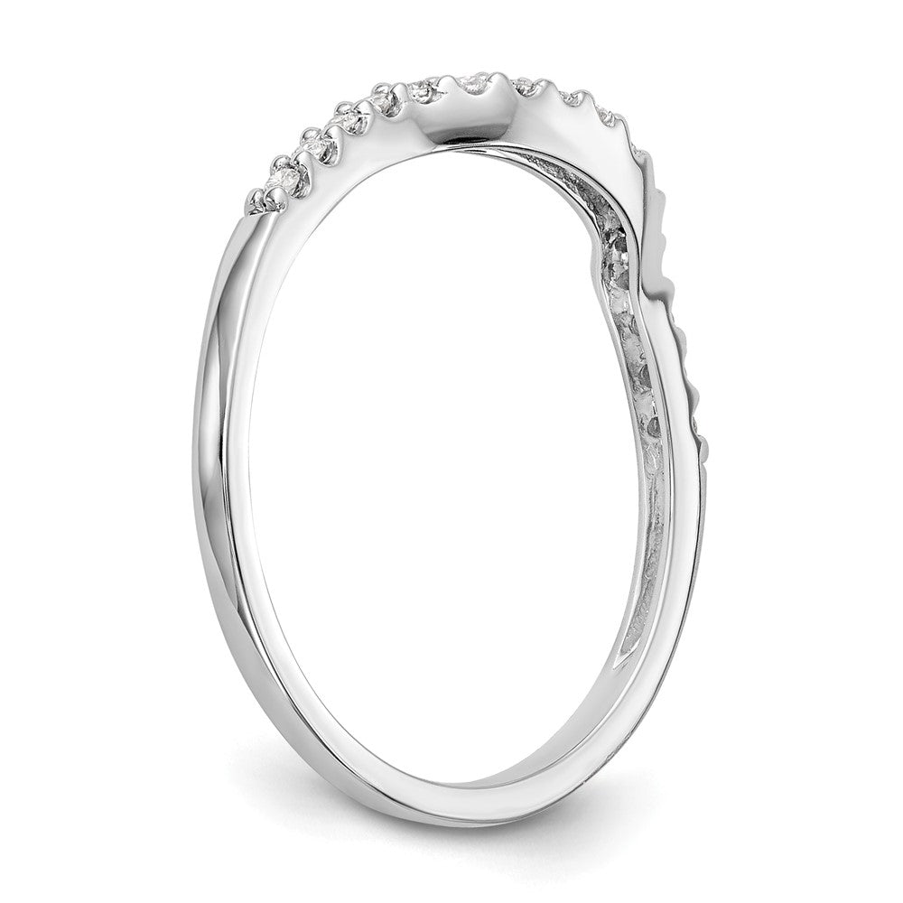 14K White Gold 1/10 carat Diamond Contoured Complete Wedding Band