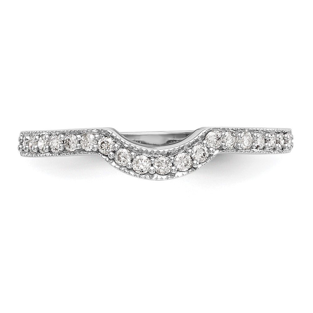 14K White Gold 1/5 carat Diamond Contoured Complete Wedding Band