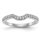 14K White Gold 1/5 carat Diamond Contoured Complete Wedding Band
