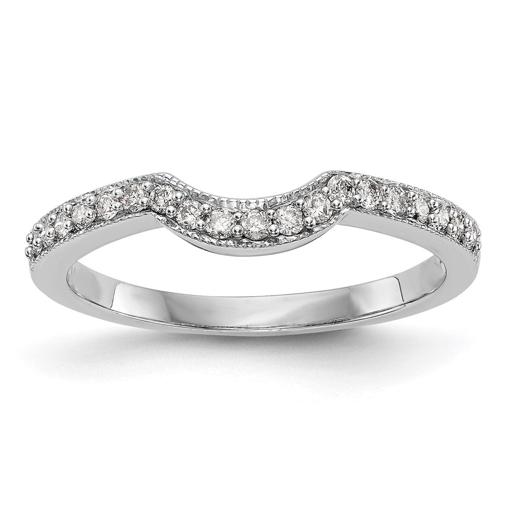 14K White Gold 1/5 carat Diamond Contoured Complete Wedding Band