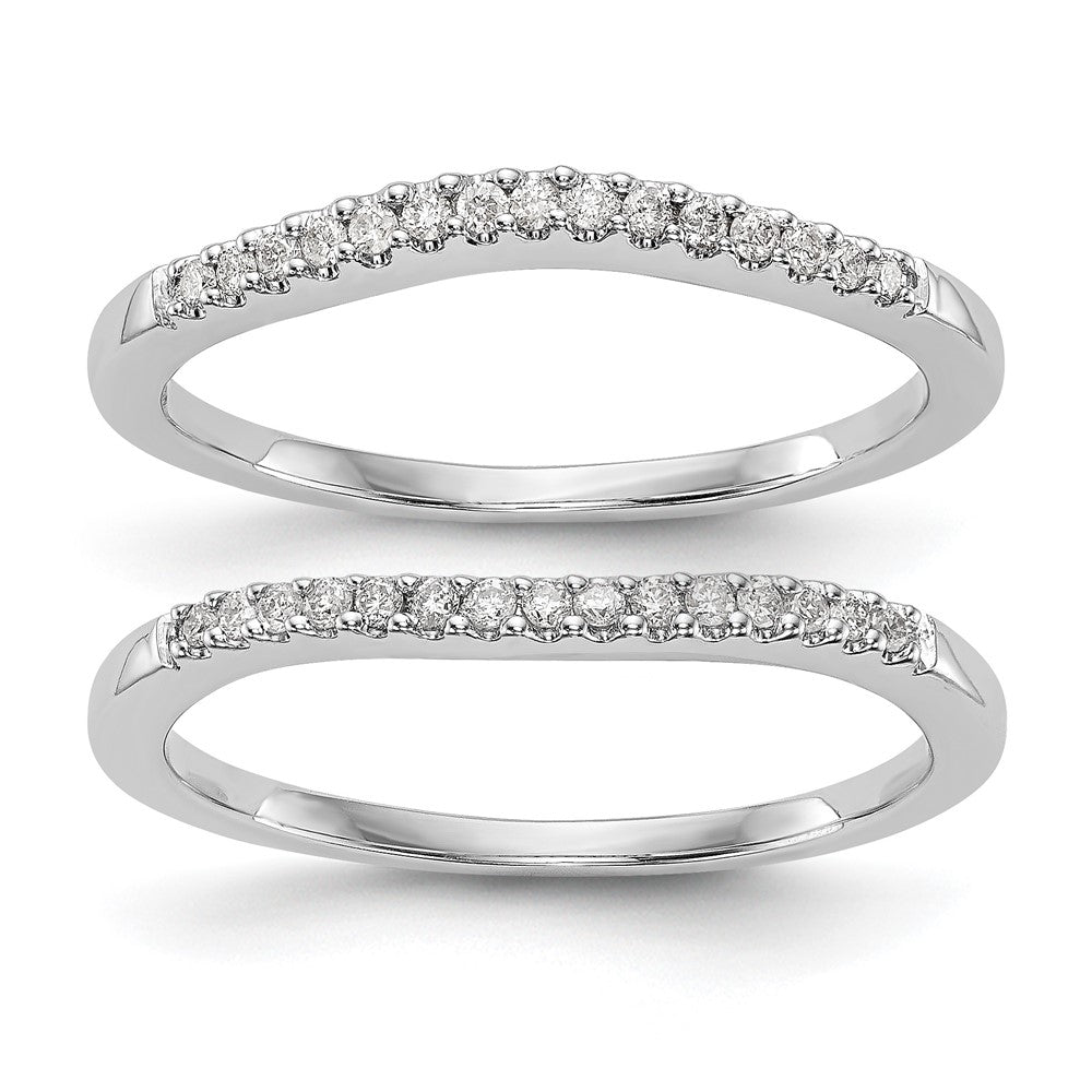 True Origin 14K White Gold 1/5 carat Lab Grown Diamond VS+ F+ Set of Two Complete Wedding Bands