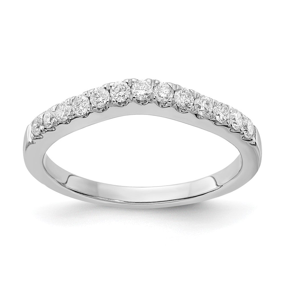 14k White Gold 5/8 carat Lab Grown Diamond VS/SI+ G+ Complete Set of Two Curved Wedding Bands