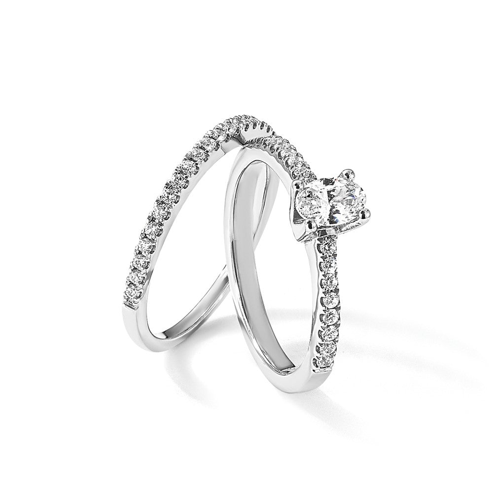 14K White Gold 1/6 carat Diamond Complete Wedding Band