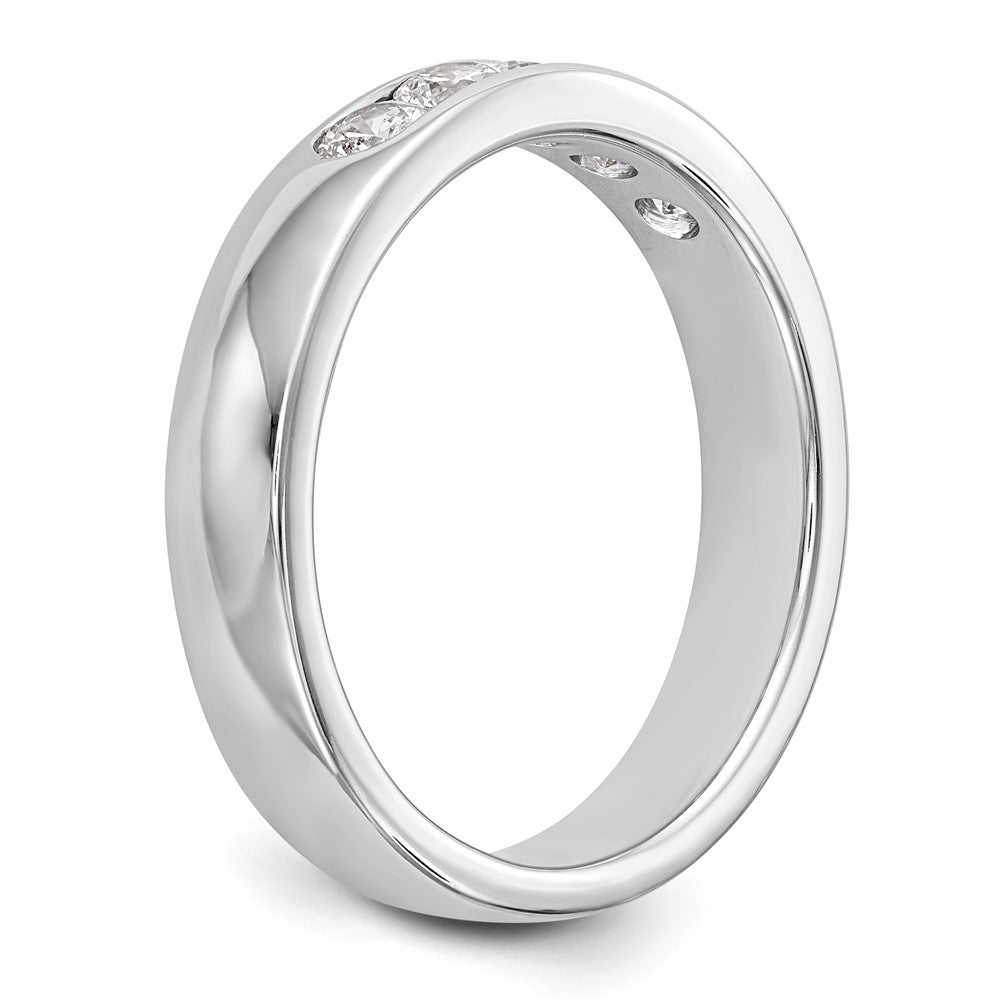 14K White Gold 5-Stone 1/2 carat Round Diamond Complete Channel Band