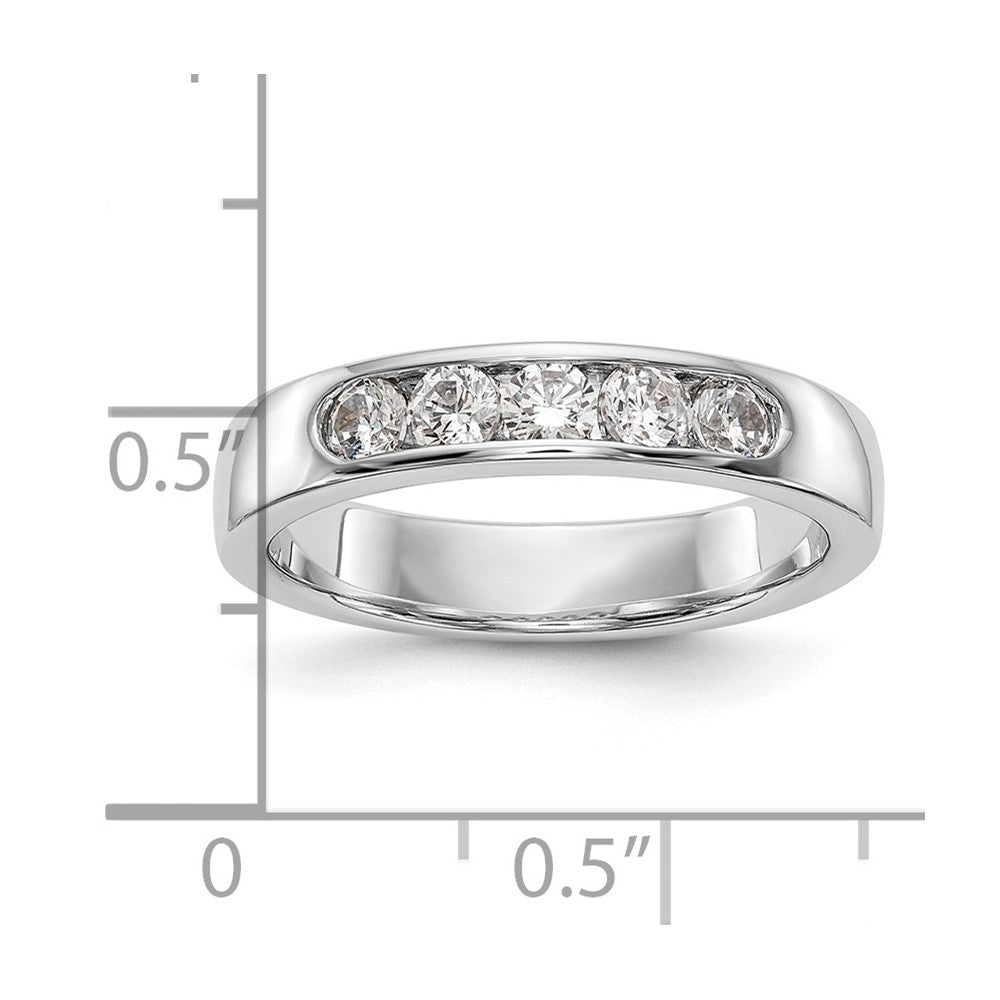 14K White Gold 5-Stone 1/2 carat Round Diamond Complete Channel Band