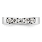 14K White Gold 5-Stone 3/4 carat Round Diamond Complete Channel Band