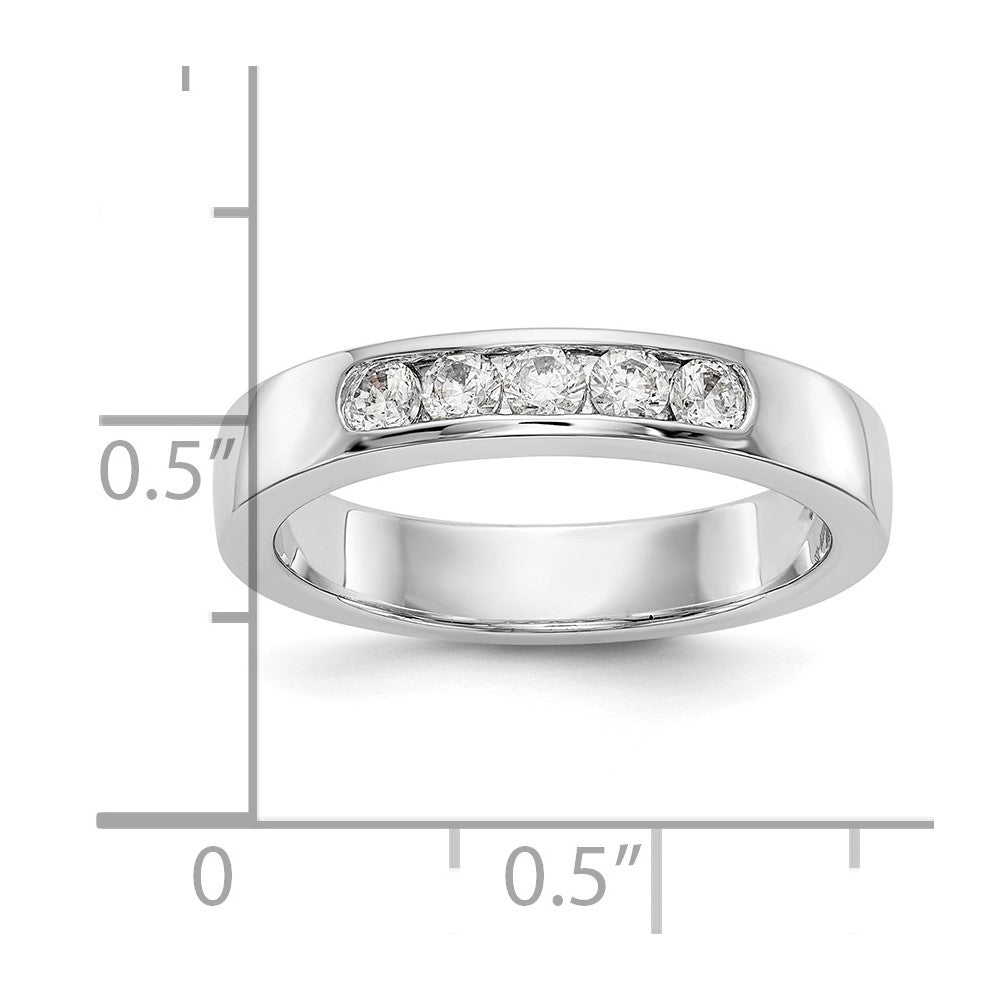 14K White Gold 5-Stone 1/3 carat Round Diamond Complete Channel Band