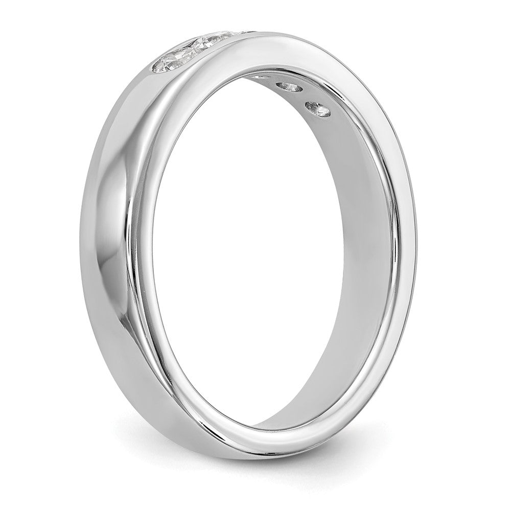 14K White Gold 5-Stone 1/2 carat Round Diamond Complete Channel Band