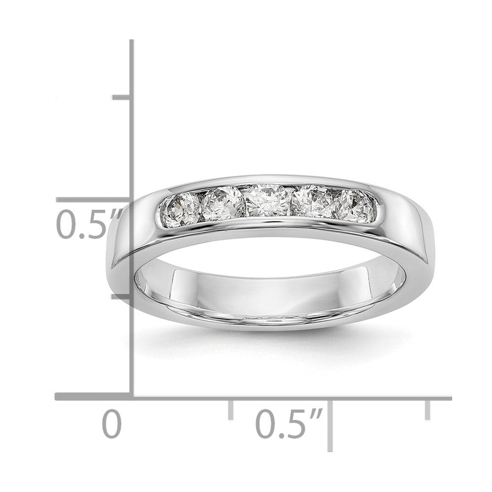 14K White Gold 5-Stone 1/2 carat Round Diamond Complete Channel Band
