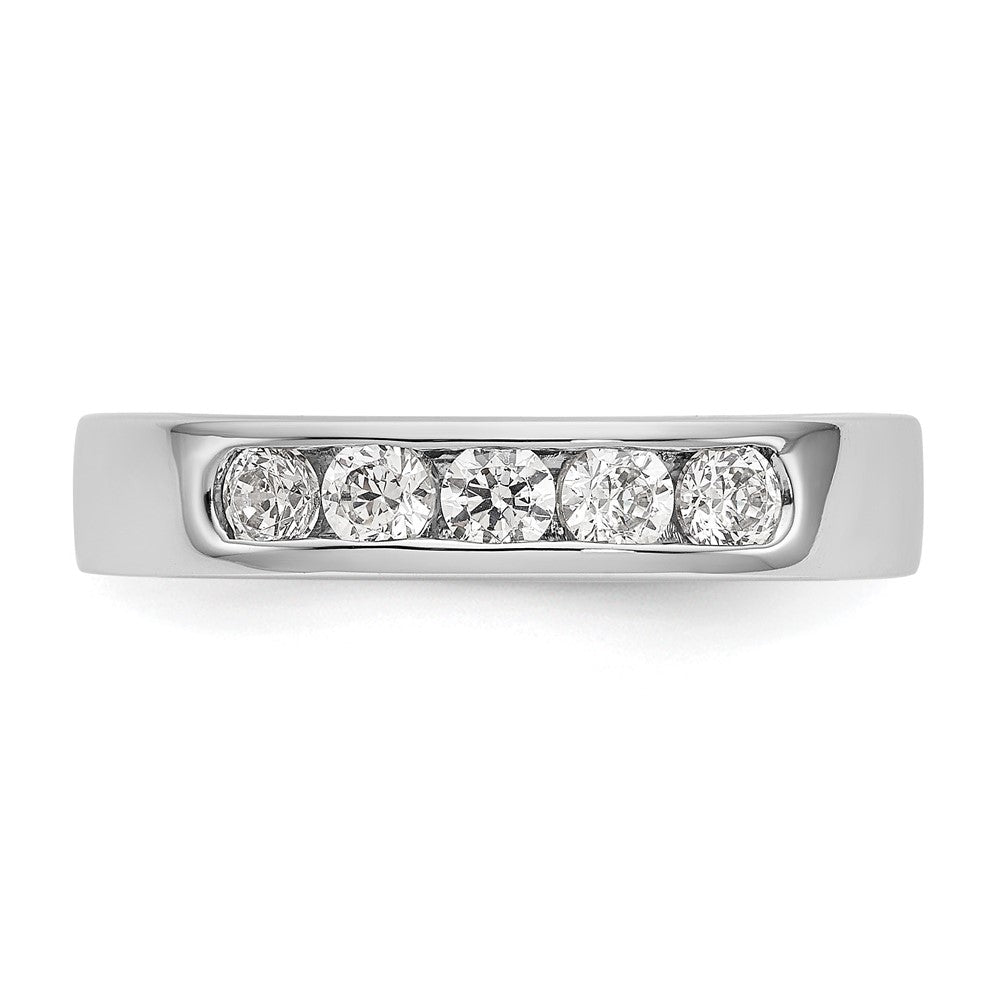 14K White Gold 5-Stone 1/2 carat Round Diamond Complete Channel Band