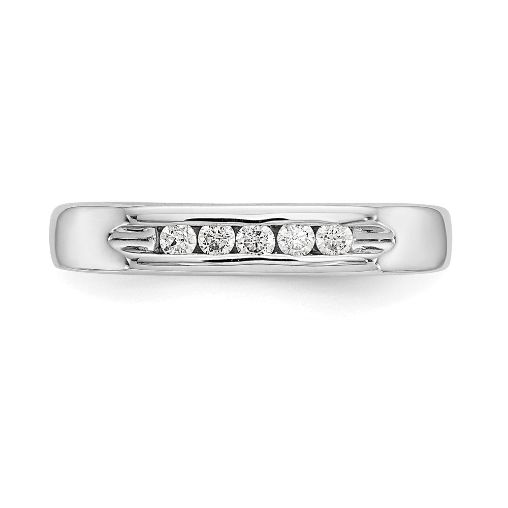 14K White Gold 5-Stone 1/6 carat Round Diamond Complete Channel Band
