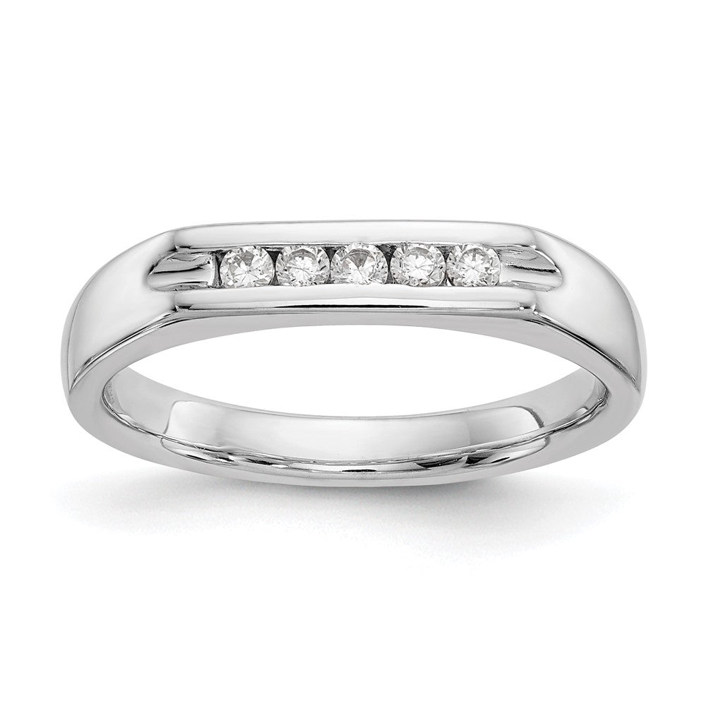 14K White Gold 5-Stone 1/6 carat Round Diamond Complete Channel Band