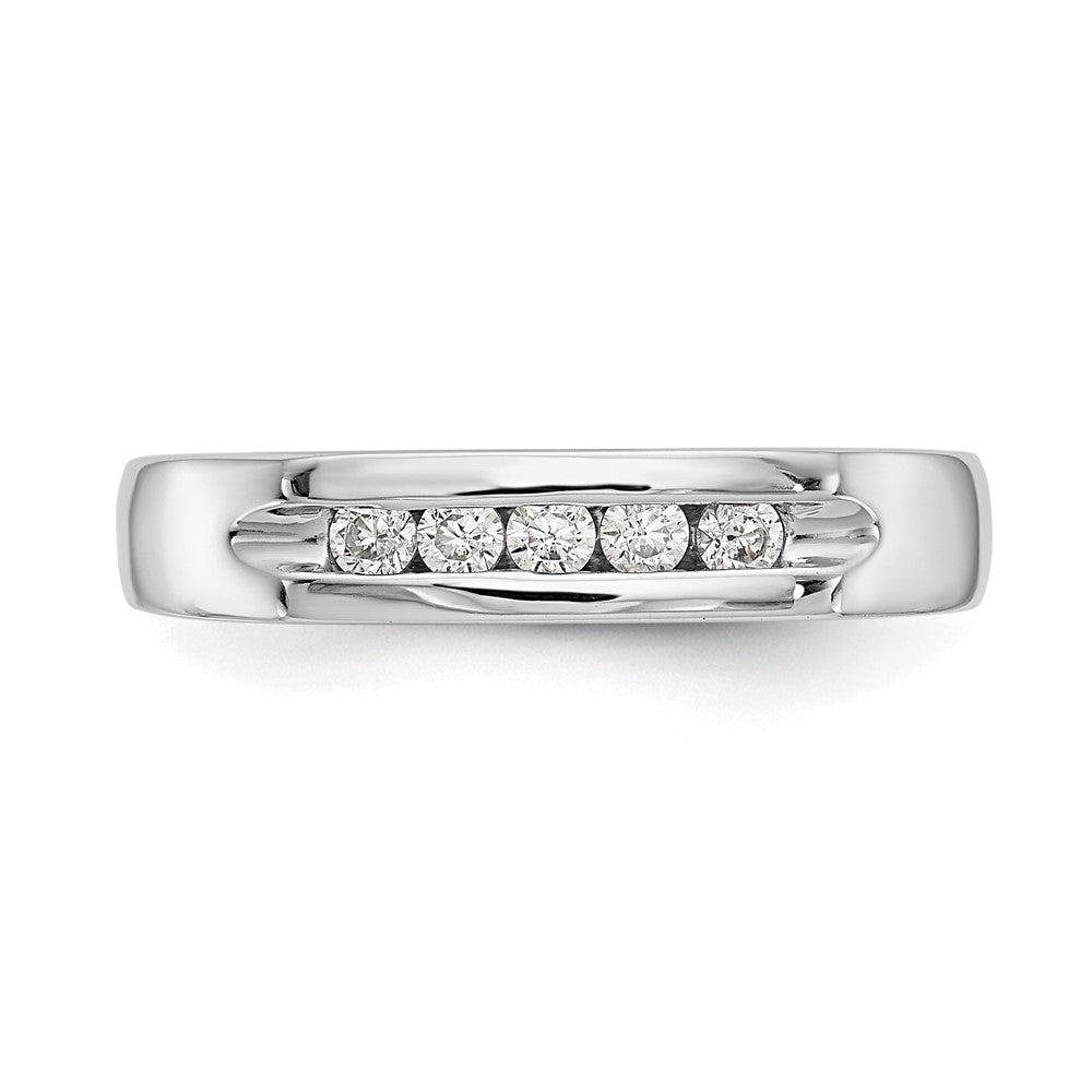 14K White Gold 5-Stone 1/5 carat Round Diamond Complete Channel Band